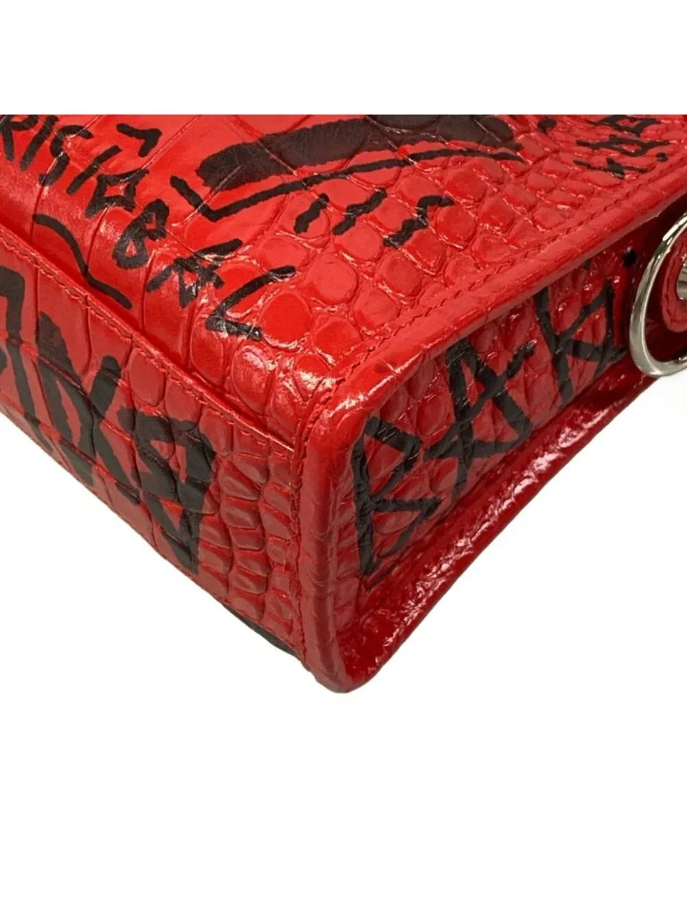 Balenciaga Handbag Classic Mini City Red Black Embossed Graffiti Leather